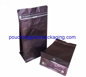 Block Bottom Coffee Bag With Front Zipper for 250g 500g 1kg packaging